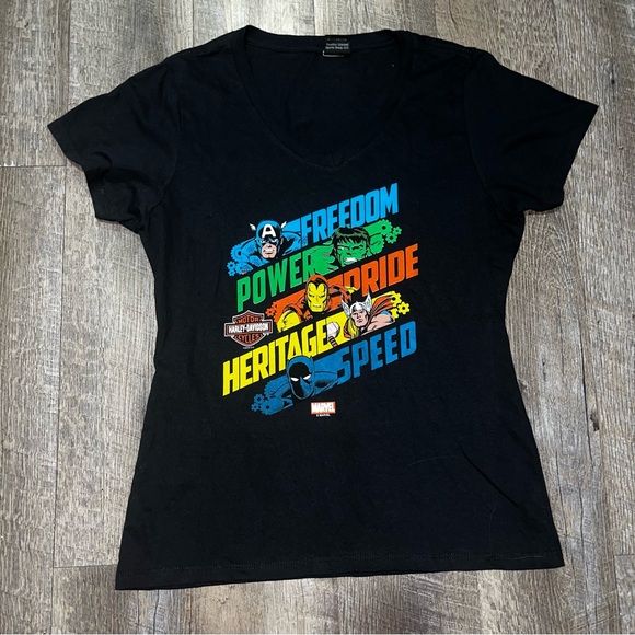 Harley Davidson Marvel‎ Avengers Comic Hulk America Thor Women Small Y2K - Picture 1 of 4